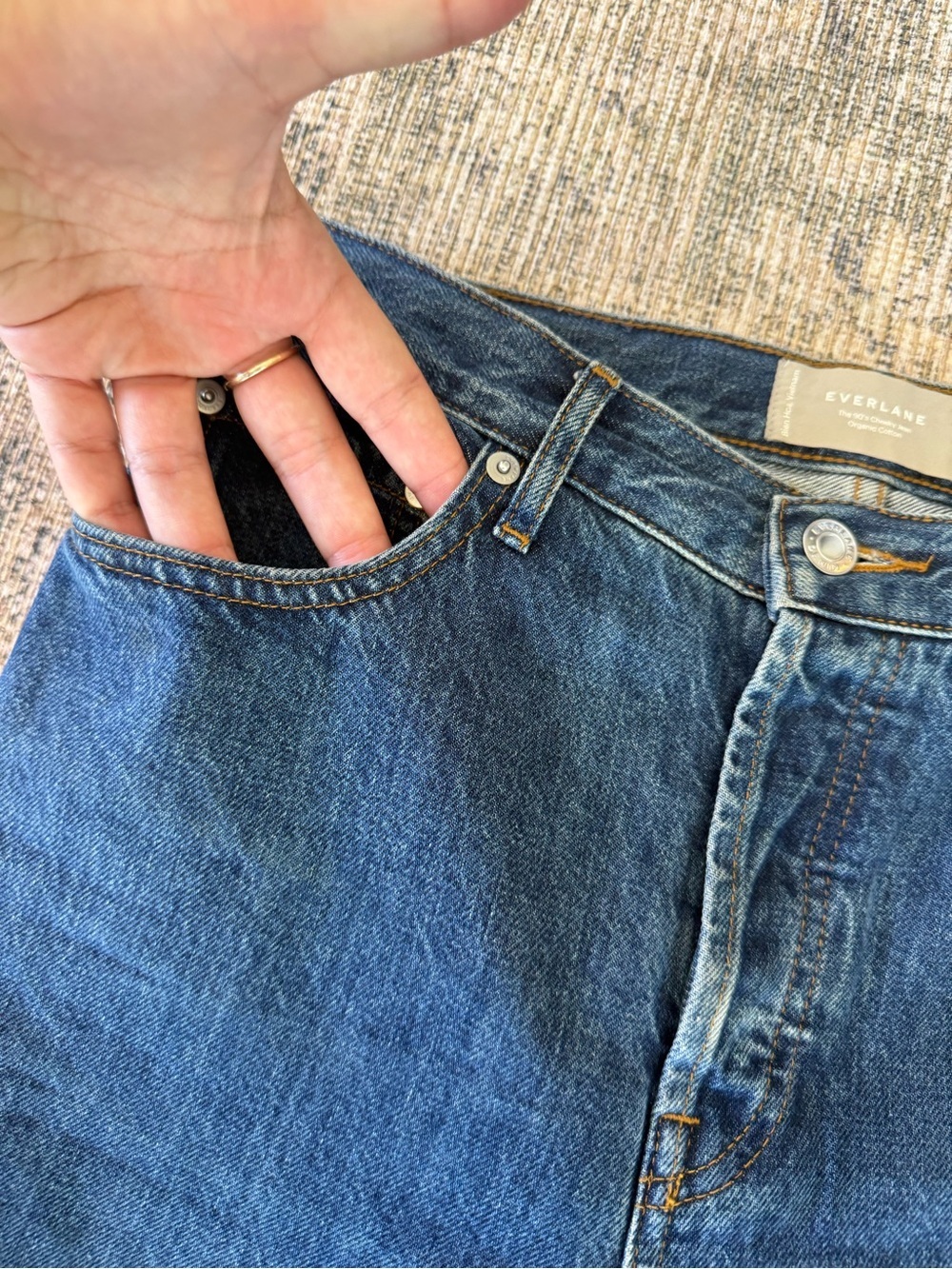 Everlane The 90's Cheeky Jean Straight Leg Mid Rise Blue Wash Denim Size 26 - Picture 4 of 9